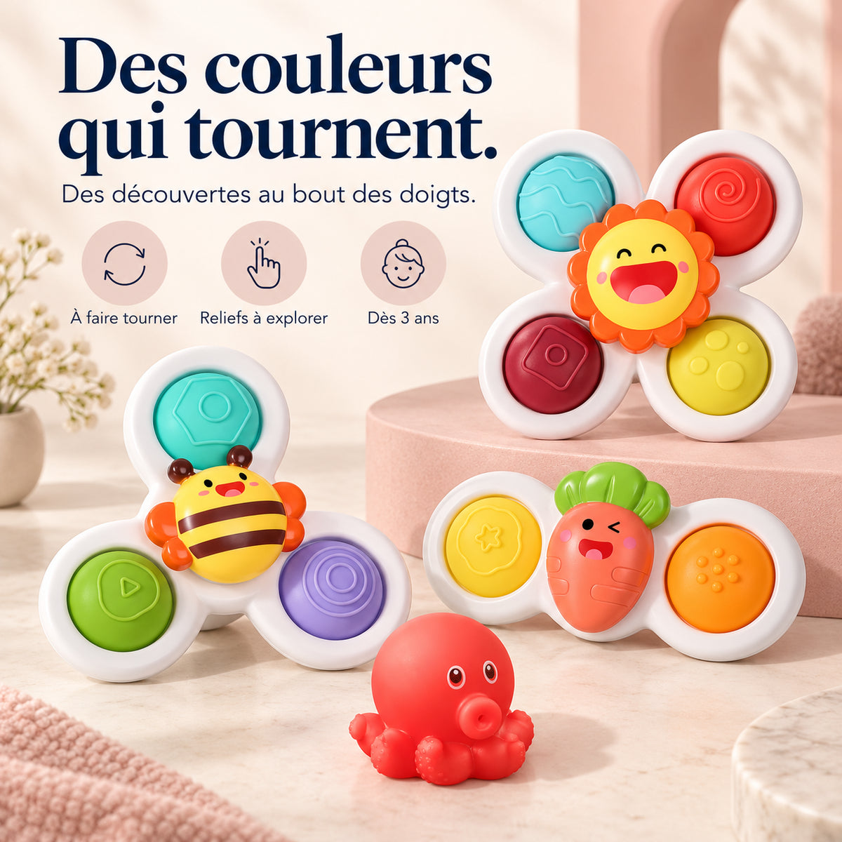 Jouets rotatifs à ventouse