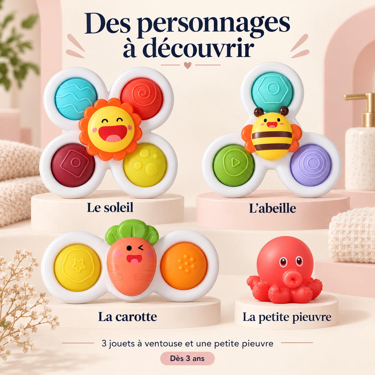 Jouets rotatifs à ventouse